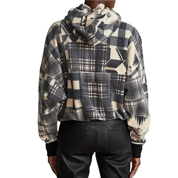 Polo Ralph Lauren Women’s Geometric Patchwork Fleece Hoodie Size Medium - Picture 3 of 9